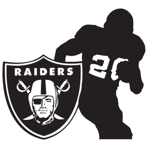 Raiders #20 w/Raiders Shield Black Vinyl Decal
