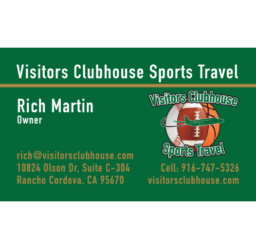 Visitors Clubhouse Sports Travel business card front design